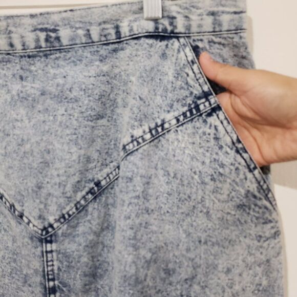 Vintage Denim Skirt Sz 18W 80s Kayo Acid Wash Pockets Maxi Midi 100% Cotton - Picture 4 of 14